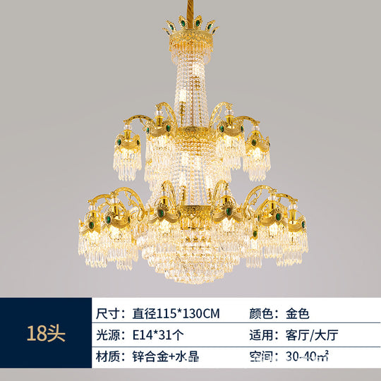 Elodie European Crystal Branch Chandelier for Duplex Living - DecorGlobe