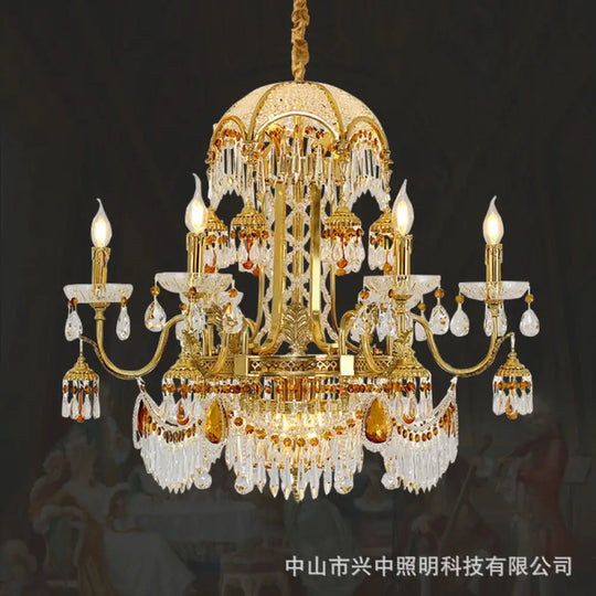 French style chandelier copper living room dining room lamp creative atmosphere bedroom crystal lamp retro duplex villa