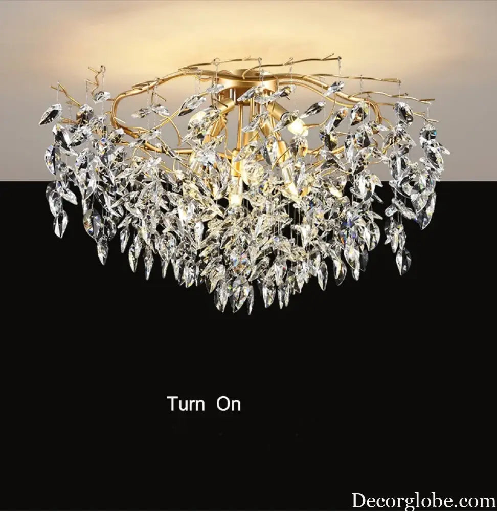 Elegant Long Gold K9 Crystal Chandelier - Ideal for Kitchen, Dining Room, Bedroom, and Living Room Ceiling Lighting, Featuring Branch-Style Chandeliers - DecorGlobe