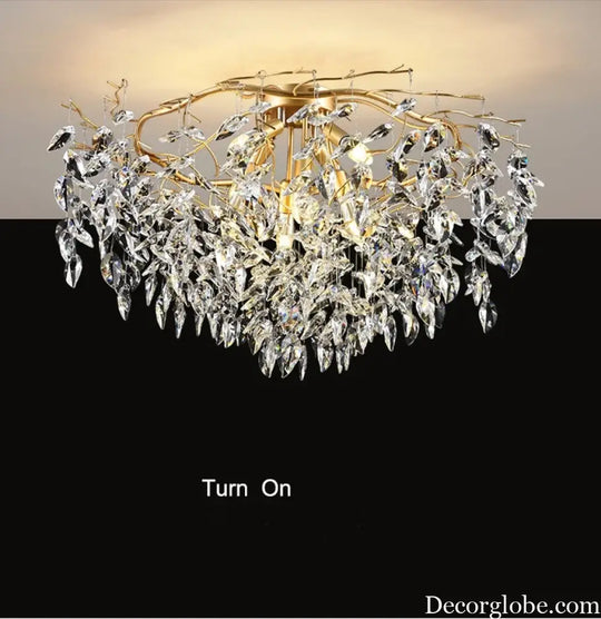 Elegant Long Gold K9 Crystal Chandelier - Ideal for Kitchen, Dining Room, Bedroom, and Living Room Ceiling Lighting, Featuring Branch-Style Chandeliers - DecorGlobe