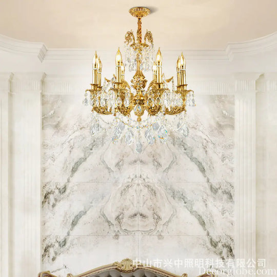 French Crystal Copper Branch Chandelier for Villa Living