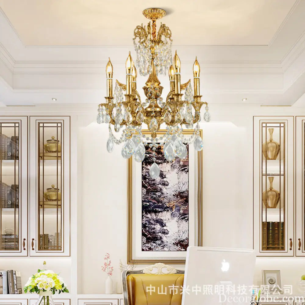 French Crystal Copper Branch Chandelier for Villa Living