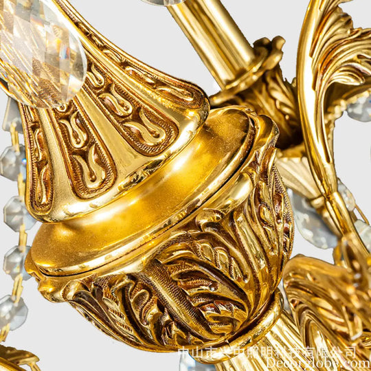 French Crystal Copper Branch Chandelier for Villa Living