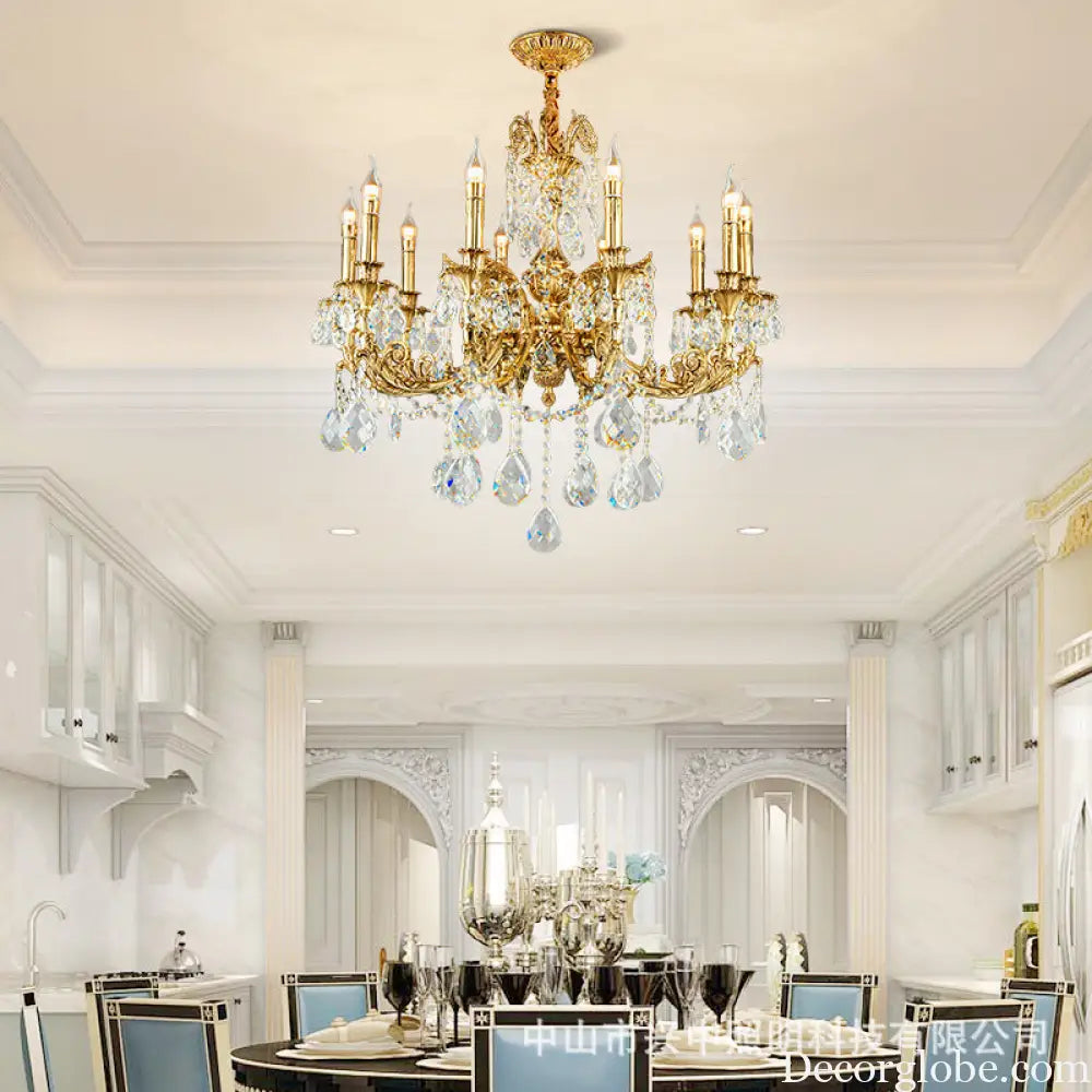 French Crystal Copper Branch Chandelier for Villa Living