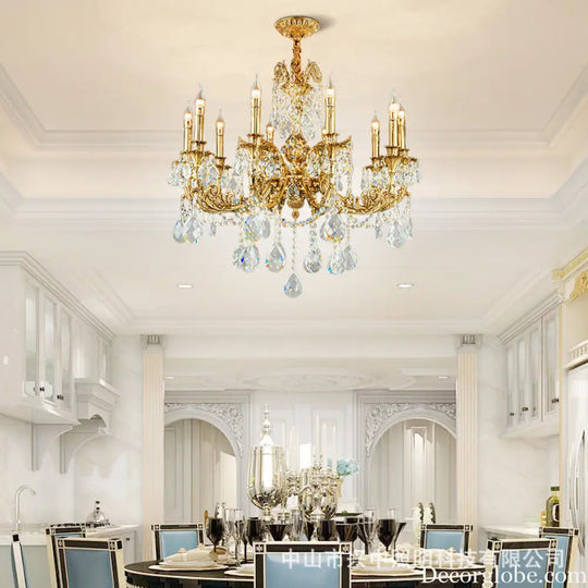 French Crystal Copper Branch Chandelier for Villa Living
