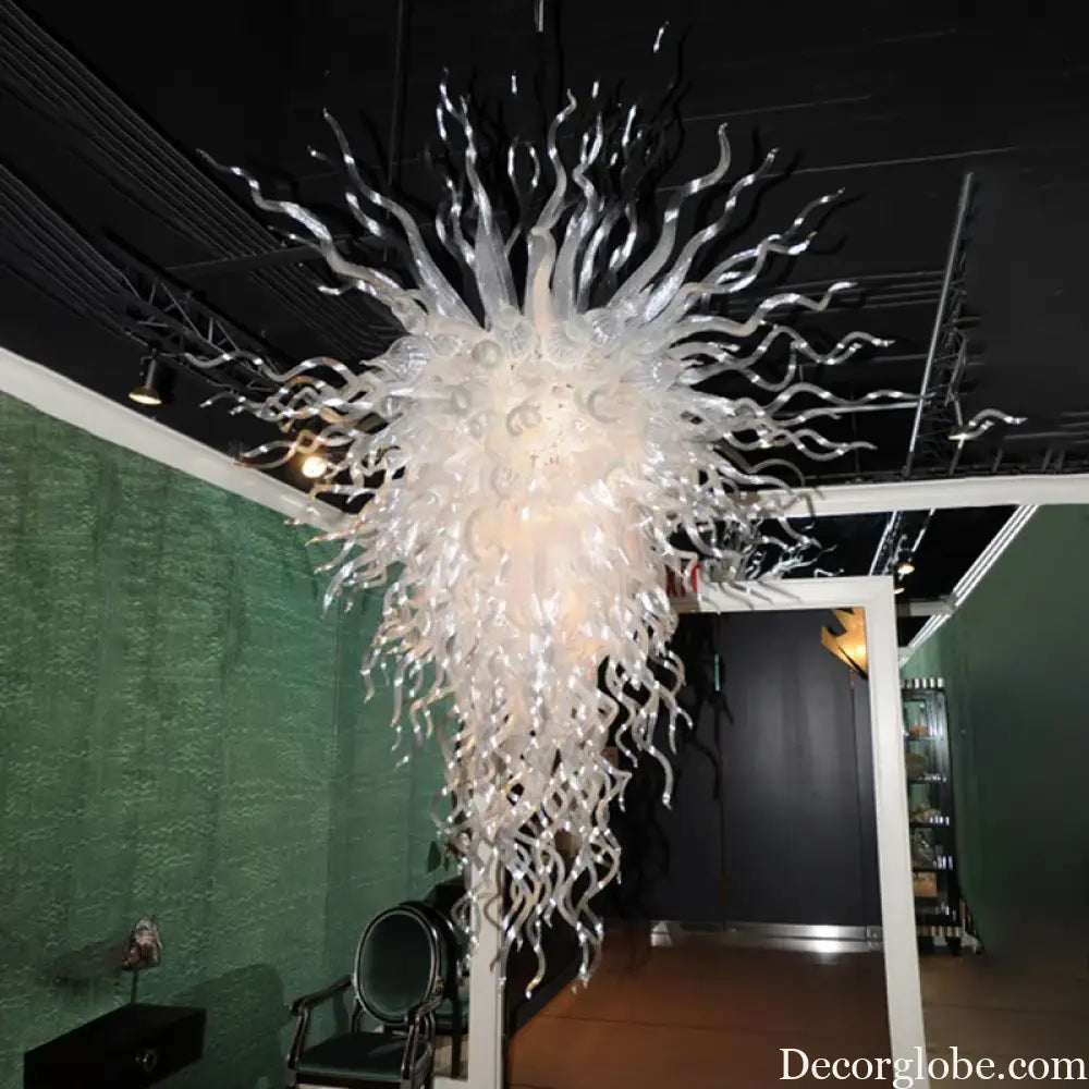 ALVÉRA White Hand-Blown Glass LED Pendant Chandelier Chandelier