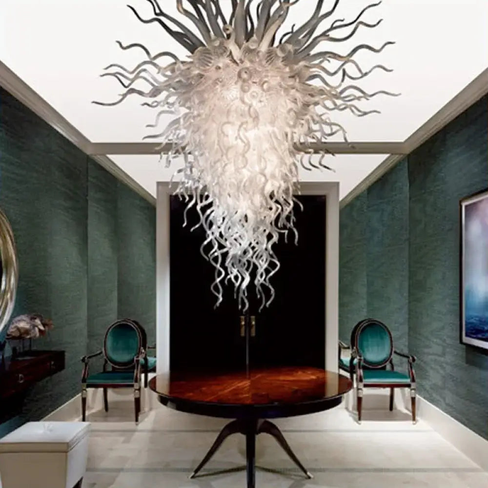 ALVÉRA White Hand-Blown Glass LED Pendant Chandelier W90xH150cm Chandelier