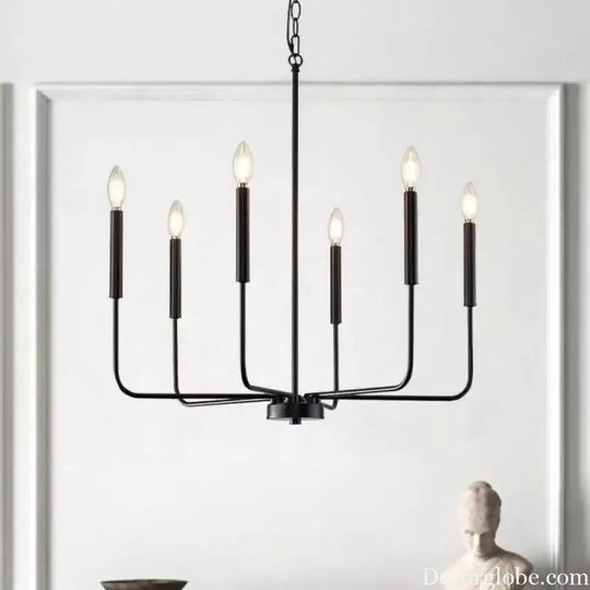 Retro Industrial Candle Chandelier Light for Bedroom and Study