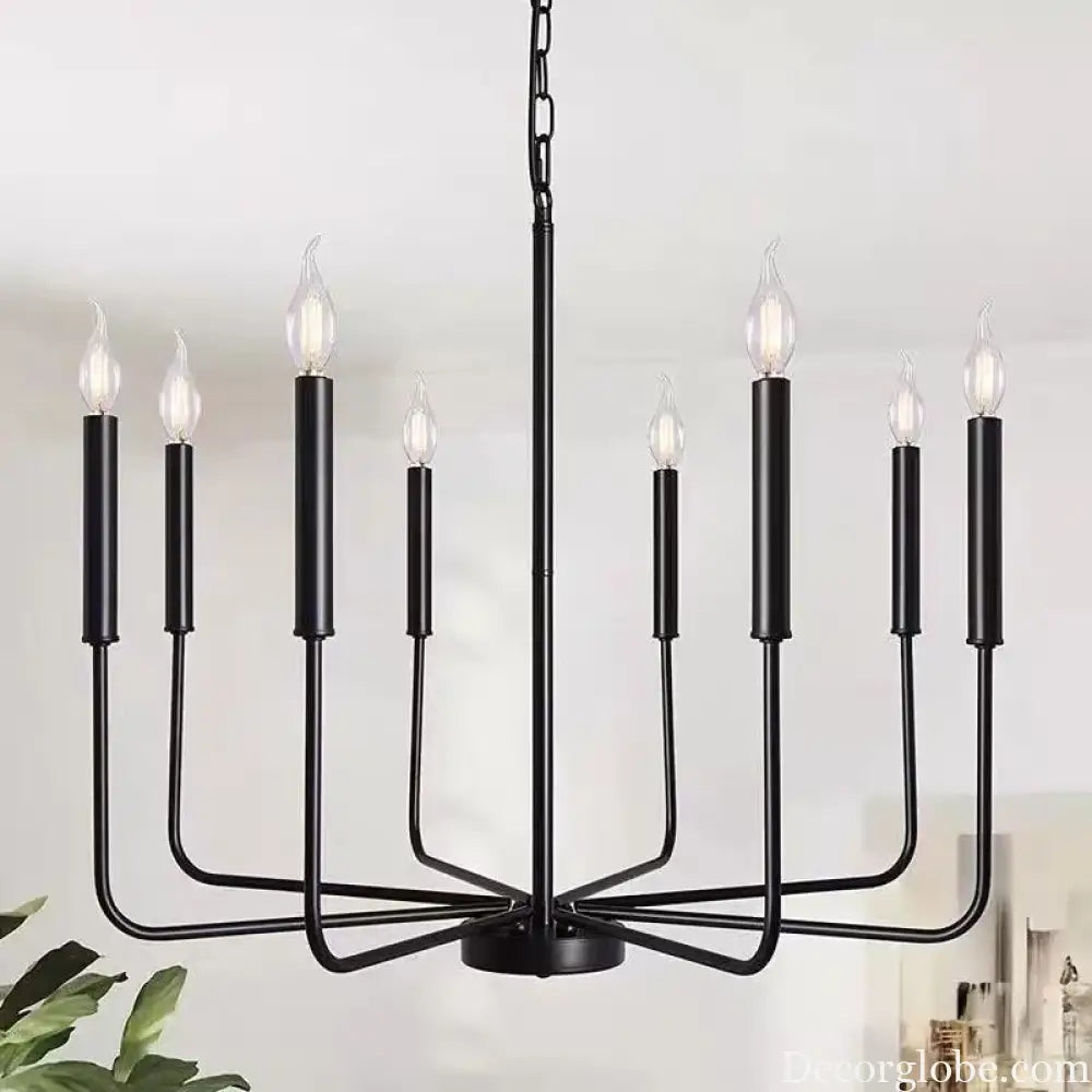 Retro Industrial Candle Chandelier Light for Bedroom and Study