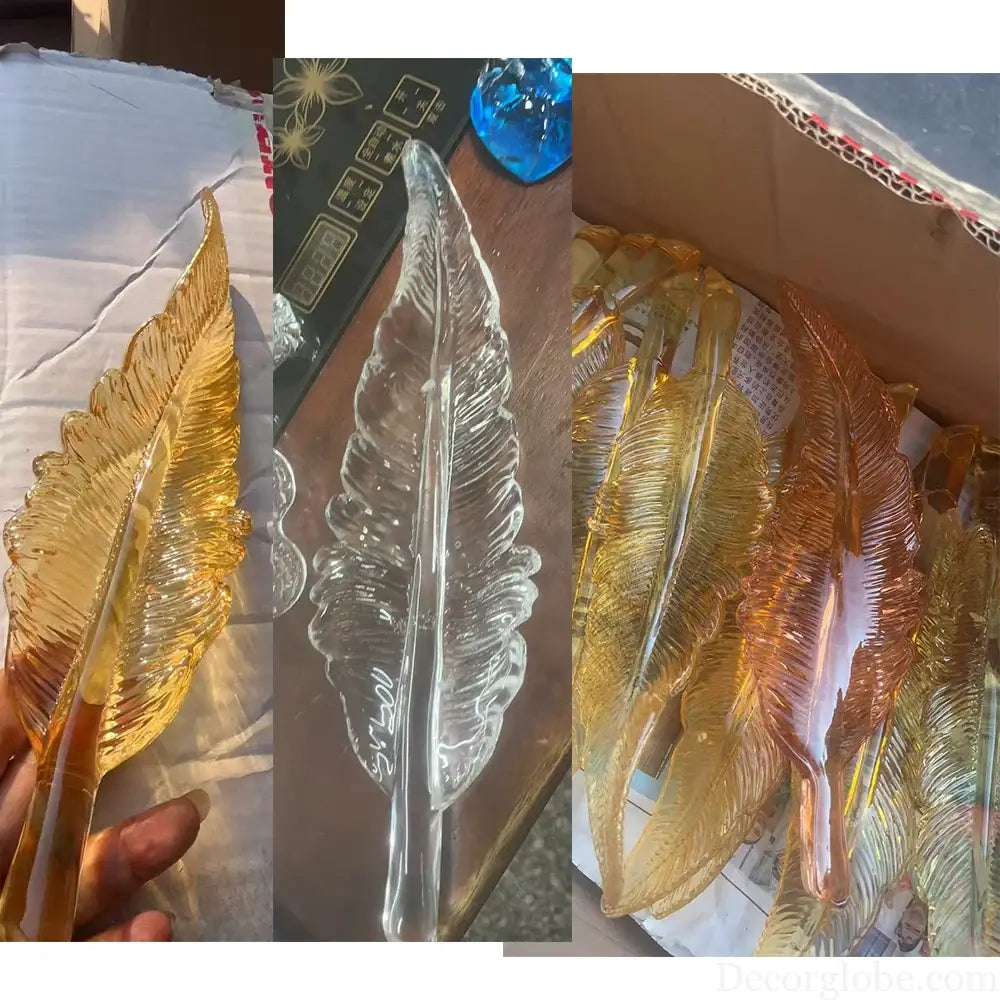 Amber Clear Murano Glass Feather Pendant Light ODM OEM for Chandelier Staircase Home Decor Hotel Lighting Flying Leaf