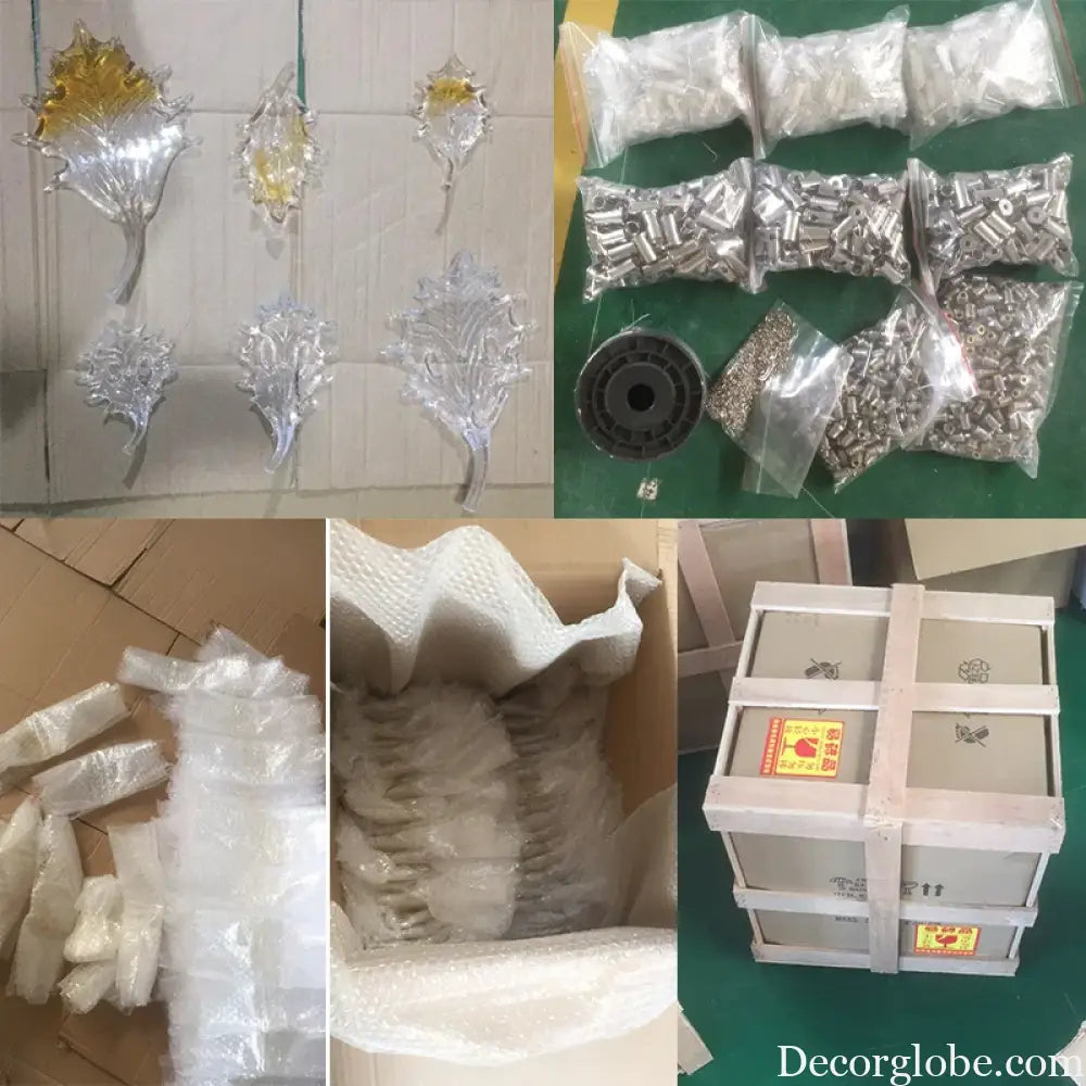 Amber Clear Murano Glass Feather Pendant Light ODM OEM for Chandelier Staircase Home Decor Hotel Lighting Flying Leaf