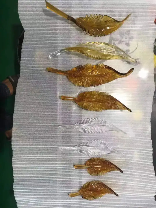 Amber Clear Murano Glass Feather Pendant Light ODM OEM for Chandelier Staircase Home Decor Hotel Lighting Flying Leaf