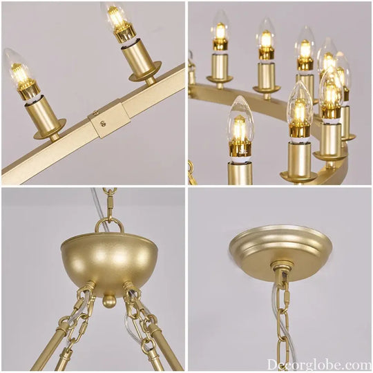 American Wagon Wheel Chandelier – Retro Industrial Candle Pendant Light for Cafe Restaurant Bar and Living Room
