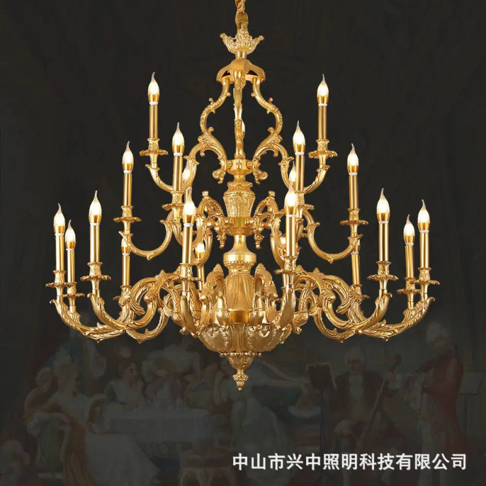 French style chandelier light luxury living room candle chandelier European luxury elegant retro Villa duplex building
