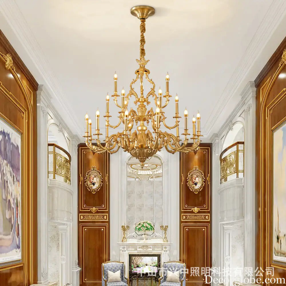 French style chandelier light luxury living room candle chandelier European luxury elegant retro Villa duplex building