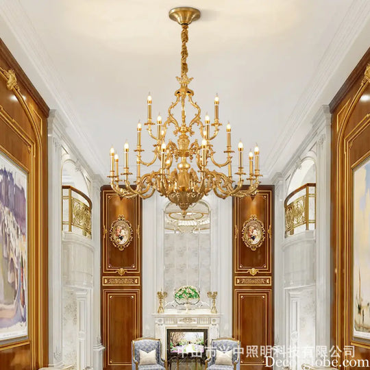 French style chandelier light luxury living room candle chandelier European luxury elegant retro Villa duplex building