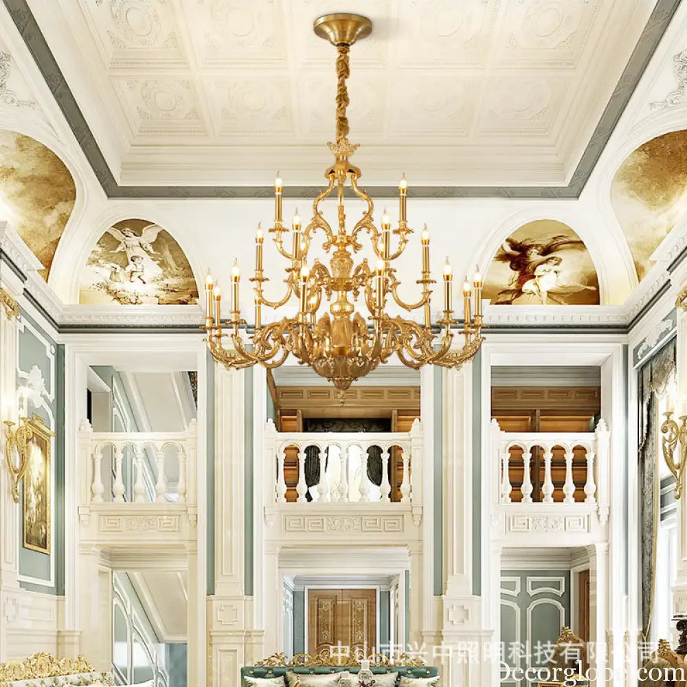 French style chandelier light luxury living room candle chandelier European luxury elegant retro Villa duplex building