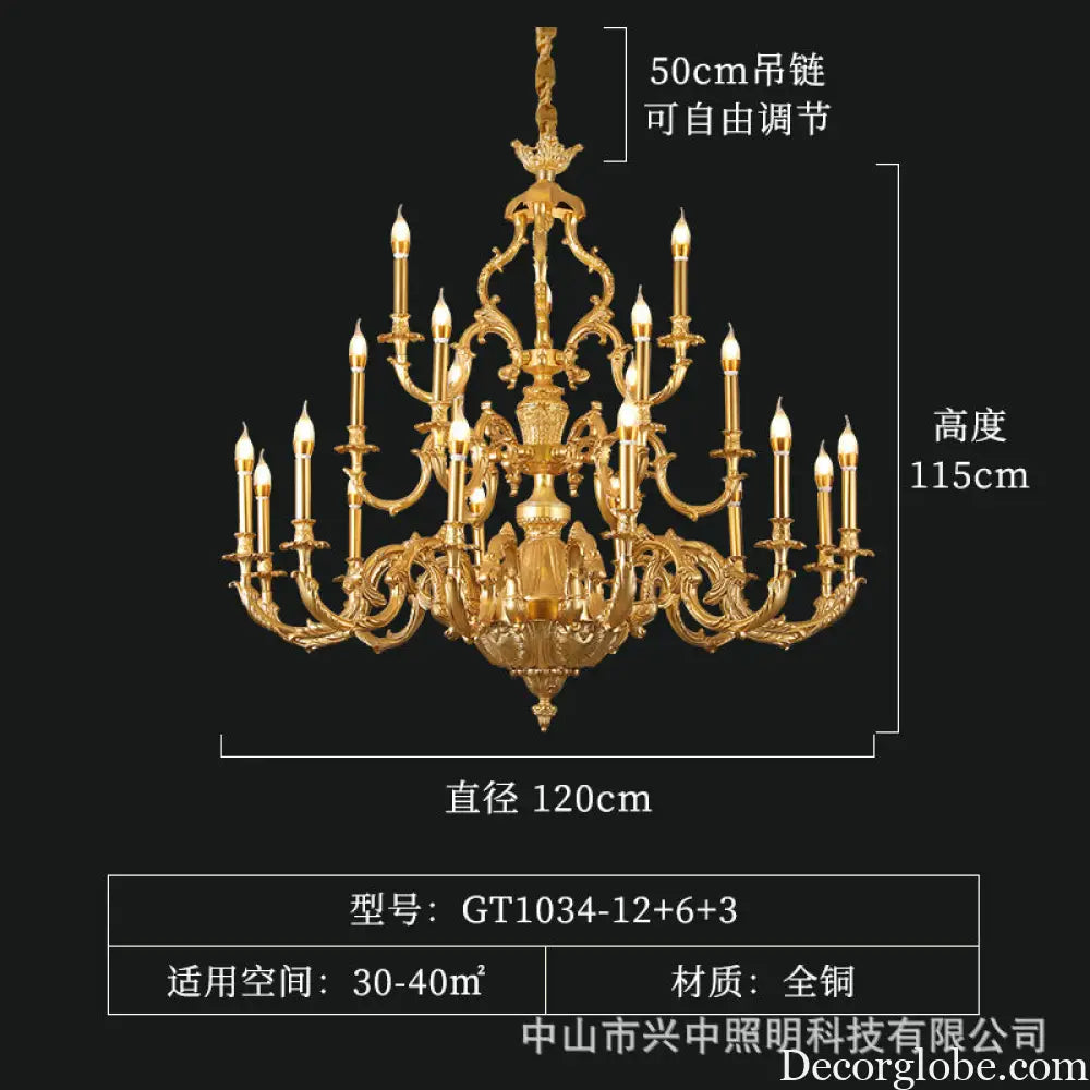 French style chandelier light luxury living room candle chandelier European luxury elegant retro Villa duplex building