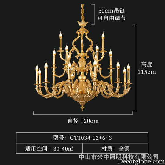 French style chandelier light luxury living room candle chandelier European luxury elegant retro Villa duplex building