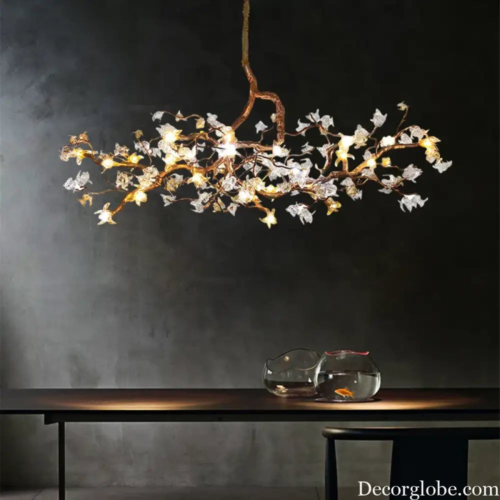 Charming Vintage Copper Flower Chandelier -  Tree Branch LED Lighting for Dining Rooms, Kitchen Islands, and Indoor Decor - DecorGlobe