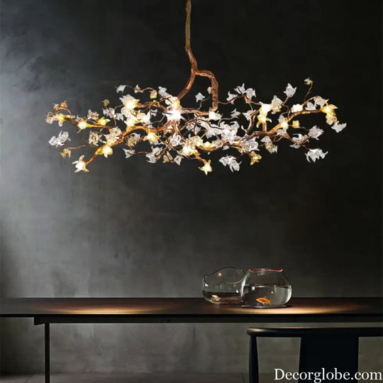 Charming Vintage Copper Flower Chandelier -  Tree Branch LED Lighting for Dining Rooms, Kitchen Islands, and Indoor Decor - DecorGlobe