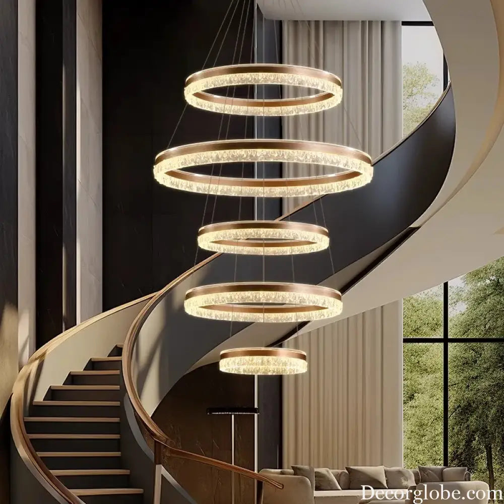 Modern Crystal Stair Pendant Light for Living Room and Hall