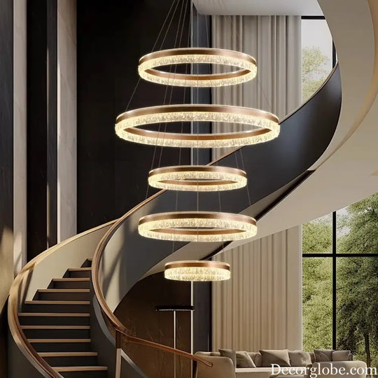 Modern Crystal Stair Pendant Light for Living Room and Hall
