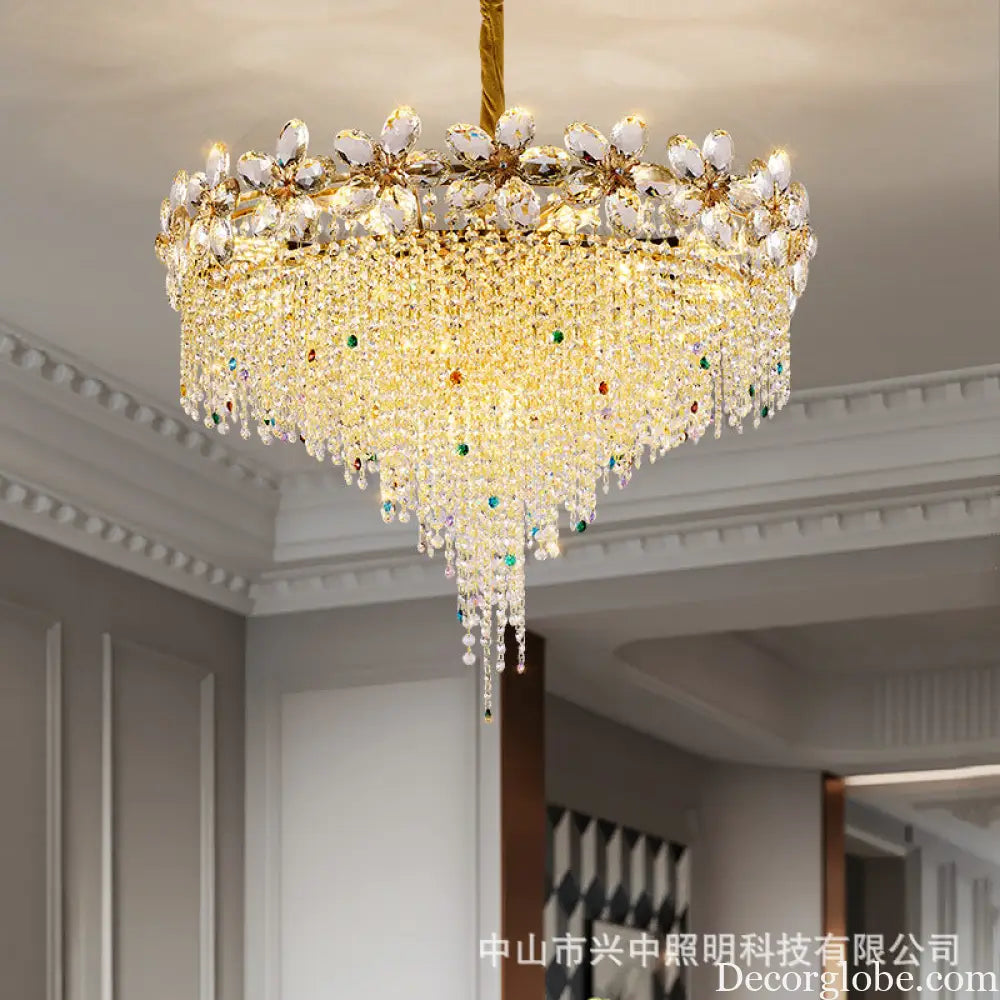 French Light Luxury Crystal Tassel Branch Chandelier