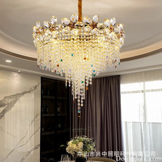 French Light Luxury Crystal Tassel Branch Chandelier