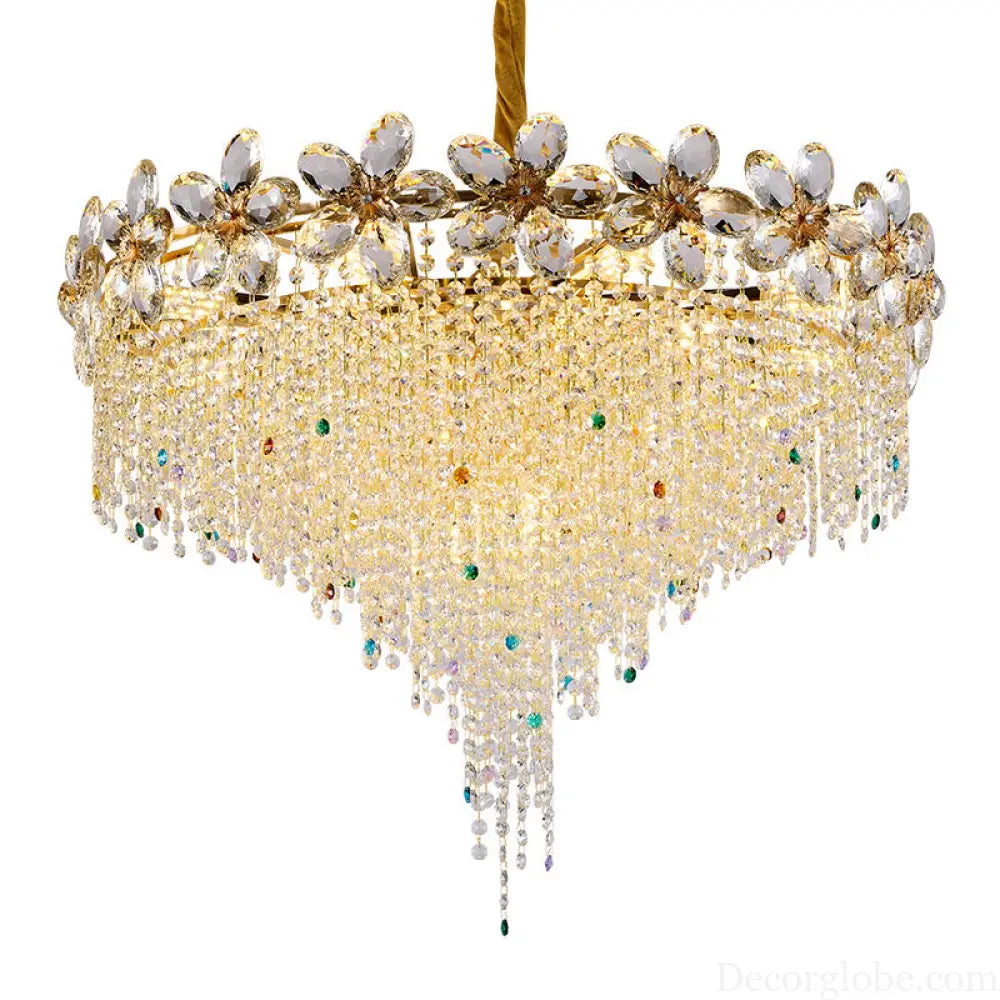 French Light Luxury Crystal Tassel Branch Chandelier