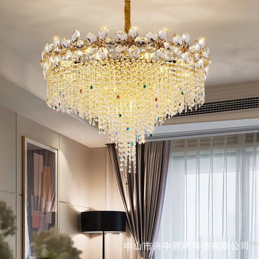 French Light Luxury Crystal Tassel Branch Chandelier