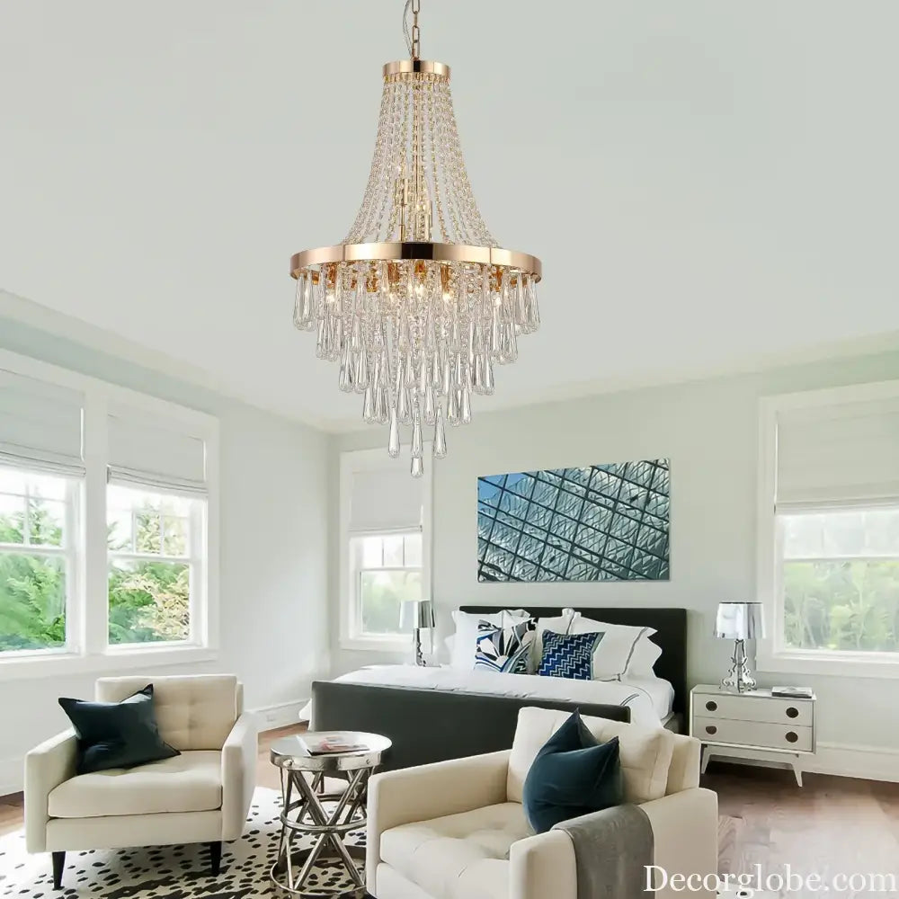 Arabelle 19.7-Inch Gold &amp; Chrome Crystal Chandelier Chandelier