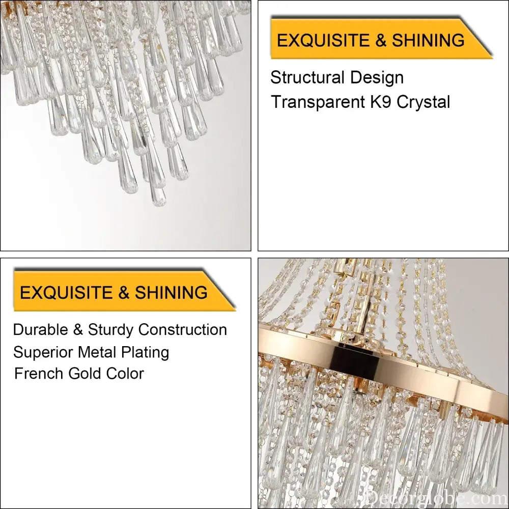 Arabelle 19.7-Inch Gold &amp; Chrome Crystal Chandelier Chandelier