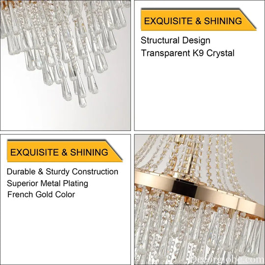 Arabelle 19.7-Inch Gold &amp; Chrome Crystal Chandelier Chandelier
