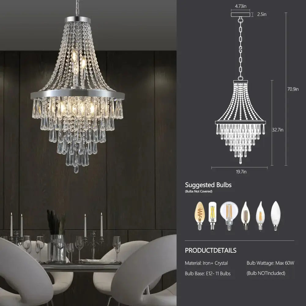Arabelle 19.7-Inch Gold &amp; Chrome Crystal Chandelier Chrome Chandelier