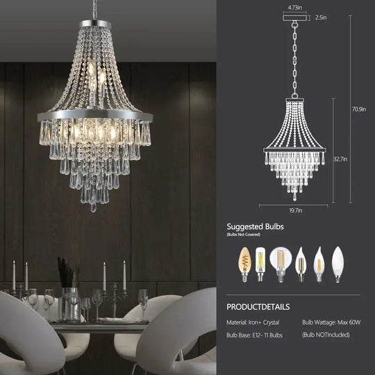 Arabelle 19.7-Inch Gold &amp; Chrome Crystal Chandelier Chrome Chandelier