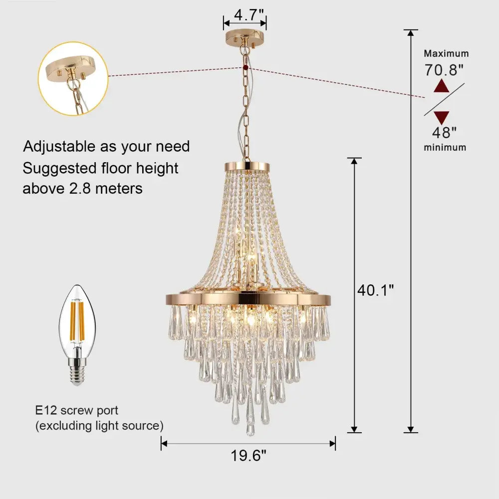 Arabelle 19.7-Inch Gold &amp; Chrome Crystal Chandelier Golden Chandelier