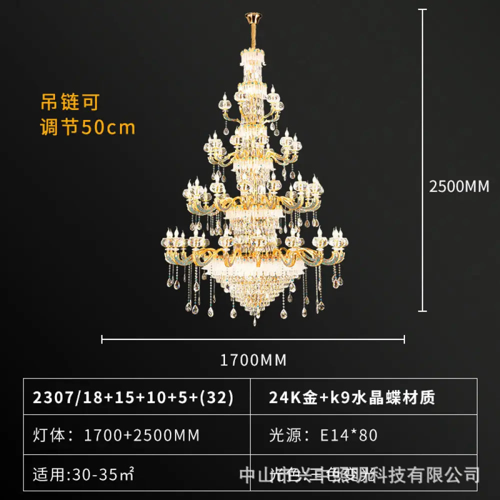 Ariana European Luxury K9 Crystal Branch Chandelier Collection 18 + 15 + 10 + 5 head chandelier (diameter 170cm, height