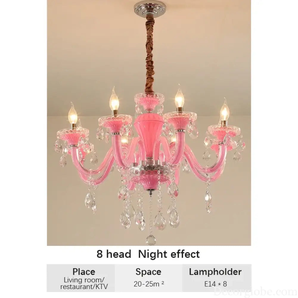 Art Candle Pink Crystal - Pendant Chandelier for Bedroom | Girls’ Room Children’s Room Living Room Restaurant