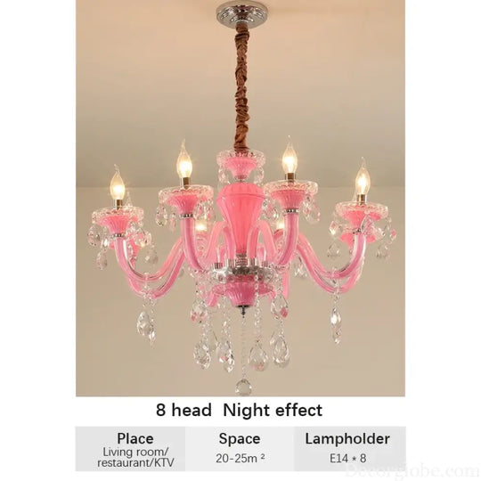 Art Candle Pink Crystal - Pendant Chandelier for Bedroom | Girls’ Room Children’s Room Living Room Restaurant