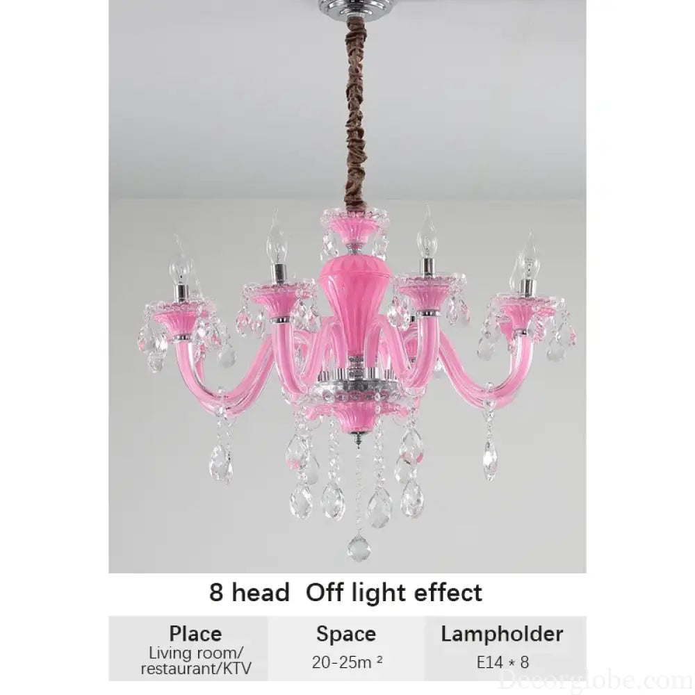Art Candle Pink Crystal - Pendant Chandelier for Bedroom | Girls’ Room Children’s Room Living Room Restaurant