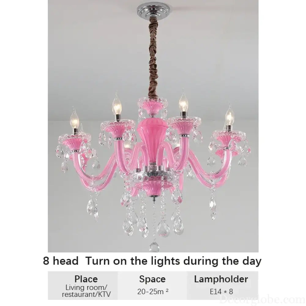 Art Candle Pink Crystal - Pendant Chandelier for Bedroom | Girls’ Room Children’s Room Living Room Restaurant