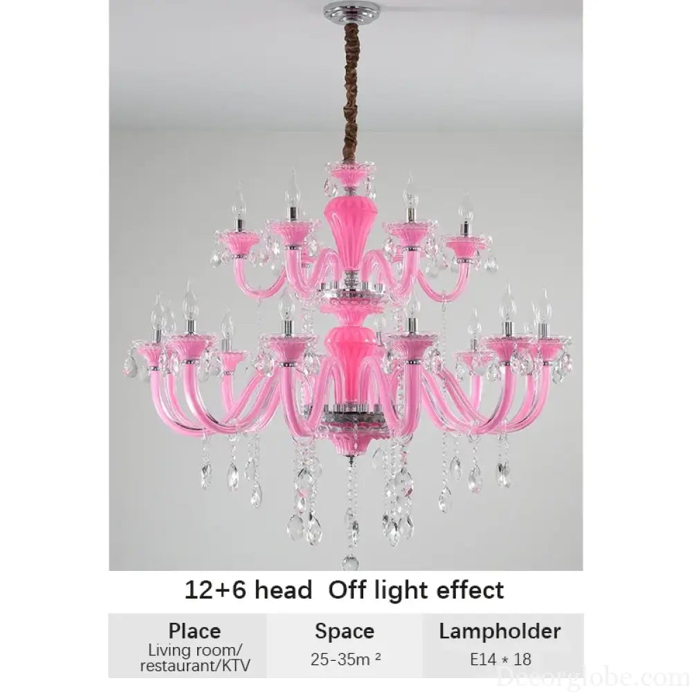 Art Candle Pink Crystal - Pendant Chandelier for Bedroom | Girls’ Room Children’s Room Living Room Restaurant
