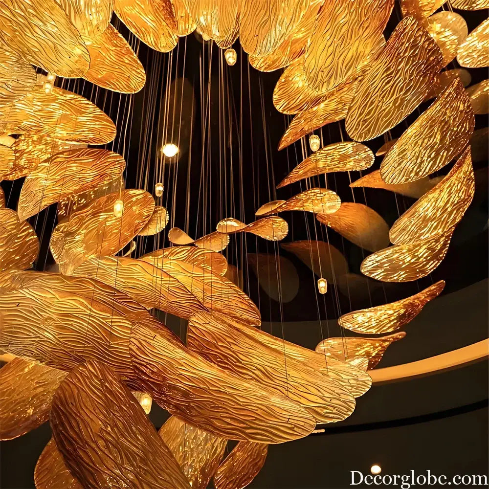 Aurelia Custom Build Gold Spiral Glass Chandelier Chandelier