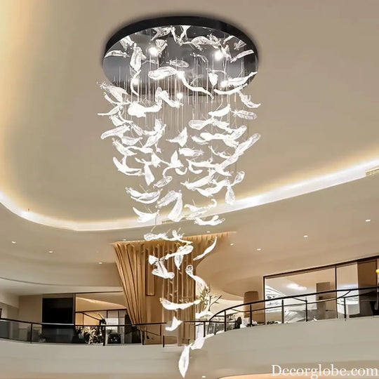 Aurelio Luxury Duplex Hotel Lobby Glass Stone LED Chandelier Chandelier