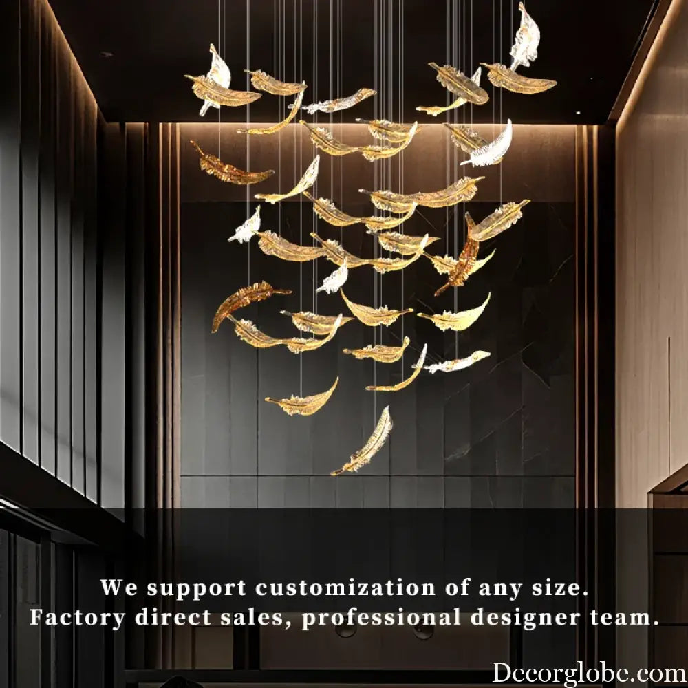 Aurelio Luxury Duplex Hotel Lobby Glass Stone LED Chandelier Chandelier