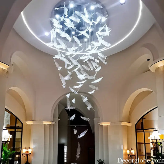 Aurelio Luxury Duplex Hotel Lobby Glass Stone LED Chandelier Chandelier