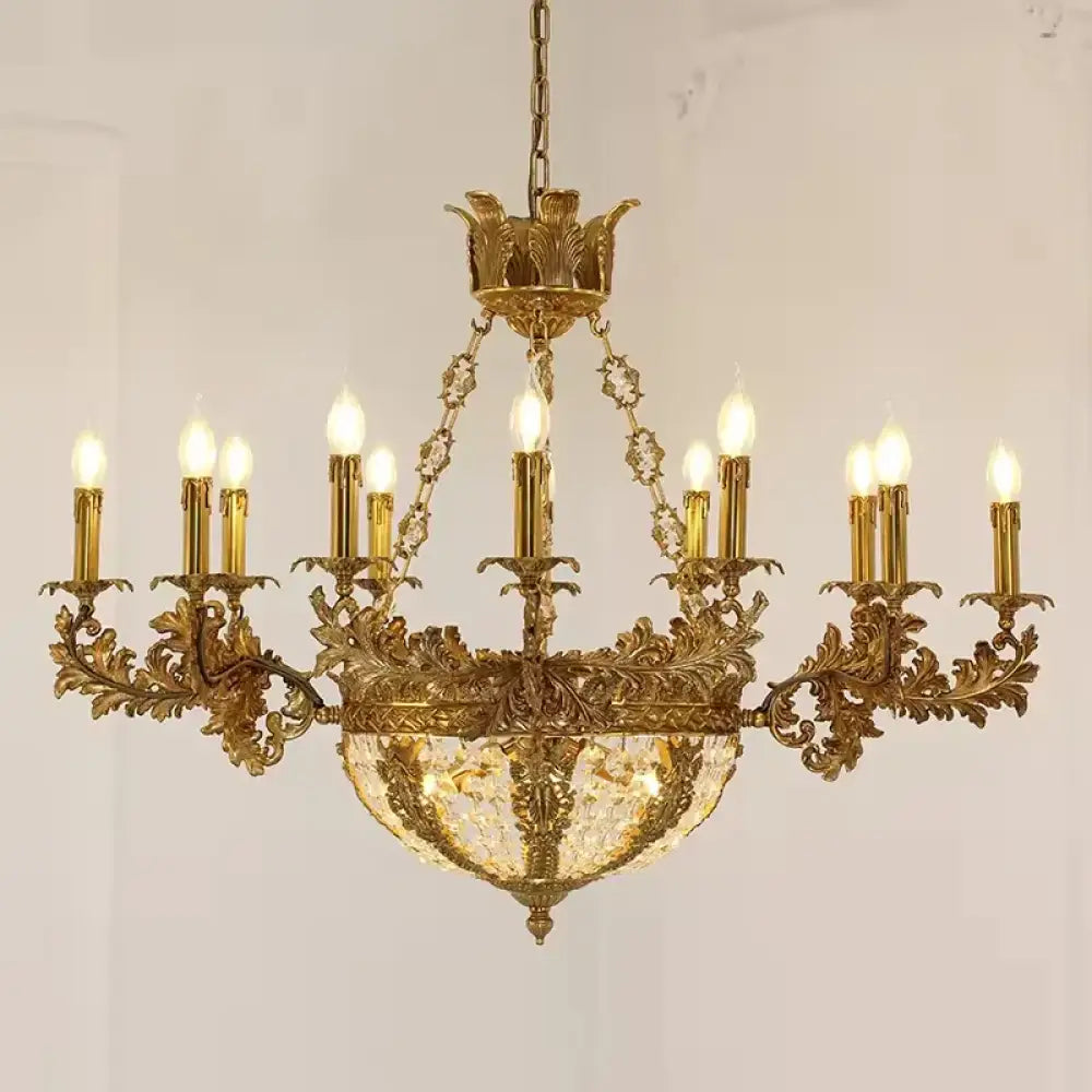 Baroque 9-Candle Copper Crystal Chandelier 12 bulbs D80H73cm Chandelier