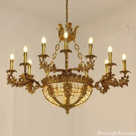 Baroque 9-Candle Copper Crystal Chandelier Chandelier