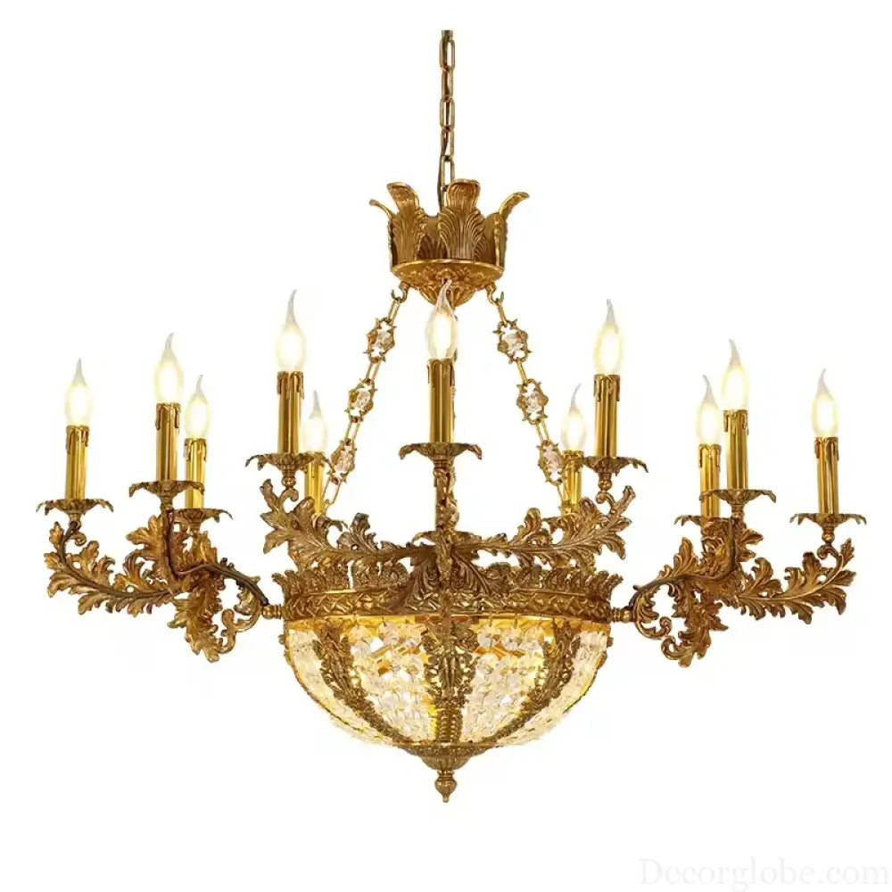 Baroque 9-Candle Copper Crystal Chandelier Chandelier